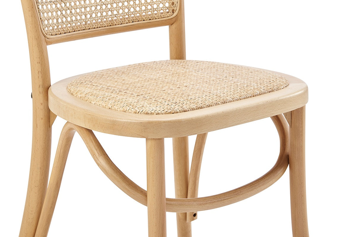 Set of 2 Matt Blatt Felix Bentwood Dining Chairs (Natural Beech/Rattan)