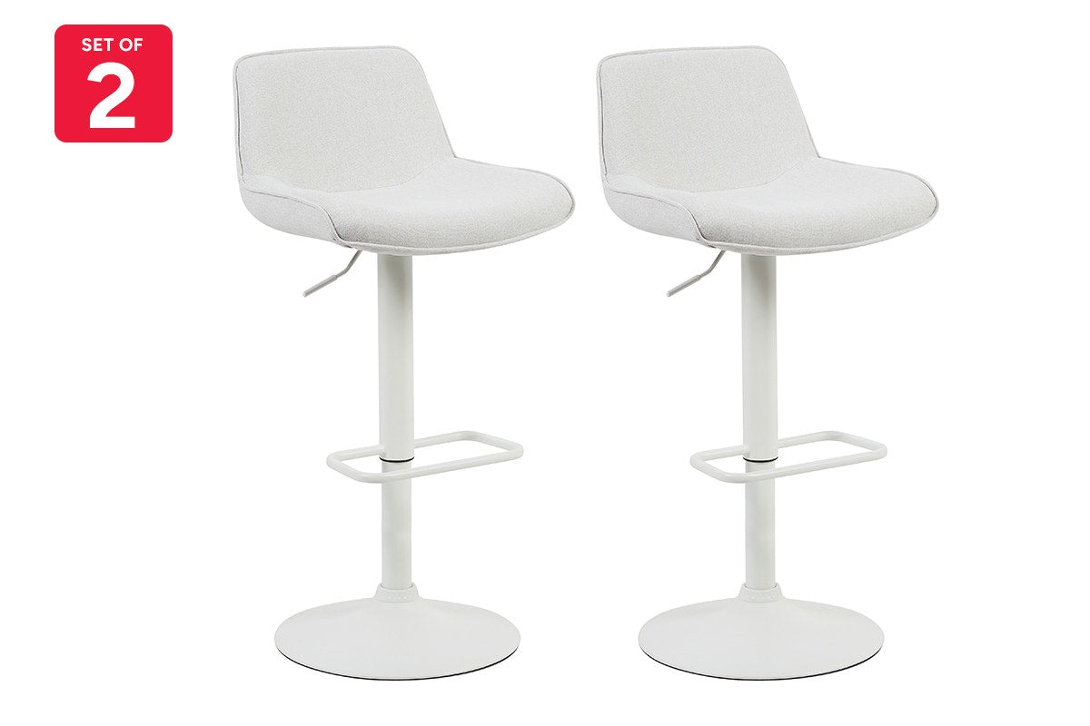 Set of 2 Matt Blatt Joey Height Adjustable Bar Stools (White/Beach Sand)