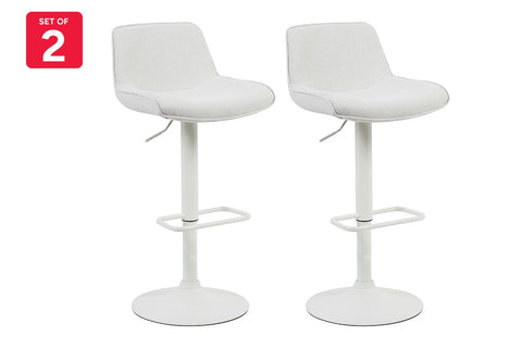 Set of 2 Matt Blatt Joey Height Adjustable Bar Stools (White/Beach Sand)