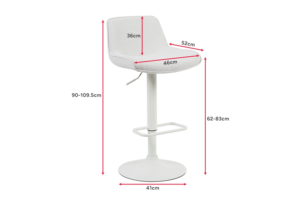 Set of 2 Matt Blatt Joey Height Adjustable Bar Stools (White/Beach Sand)
