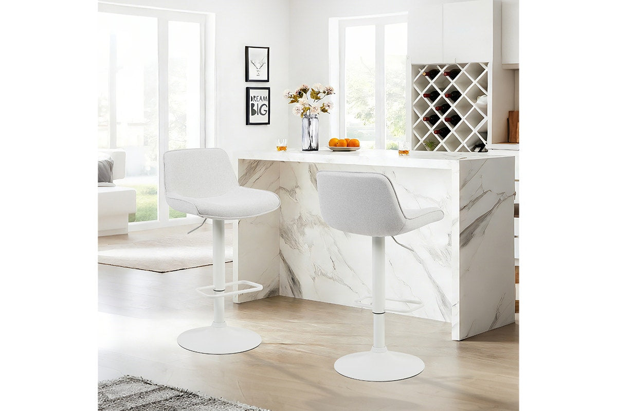 Set of 2 Matt Blatt Joey Height Adjustable Bar Stools (White/Beach Sand)