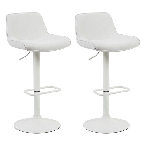 Set of 2 Matt Blatt Joey Height Adjustable Bar Stools (White/Beach Sand)