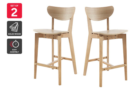 Matt Blatt Set of 2 Larsen Wooden Barstools (Natural)