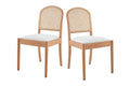 Set of 2 Matt Blatt Louie Rattan and Beech Wood Dining Chairs (White/Natural)