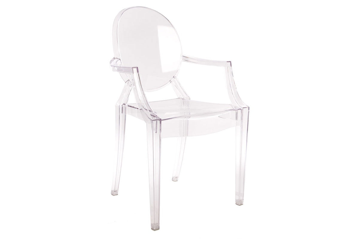 Matt Blatt Set of 2 Philippe Starck Louis Ghost Arm Chairs Replica (Clear)