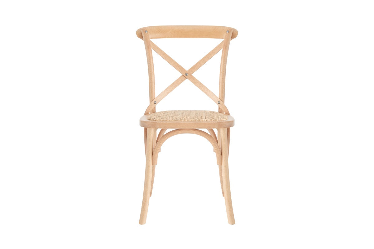 Matt Blatt Set of 2 Melrose Cross Back Chairs (Natural Beech/Rattan Seat)