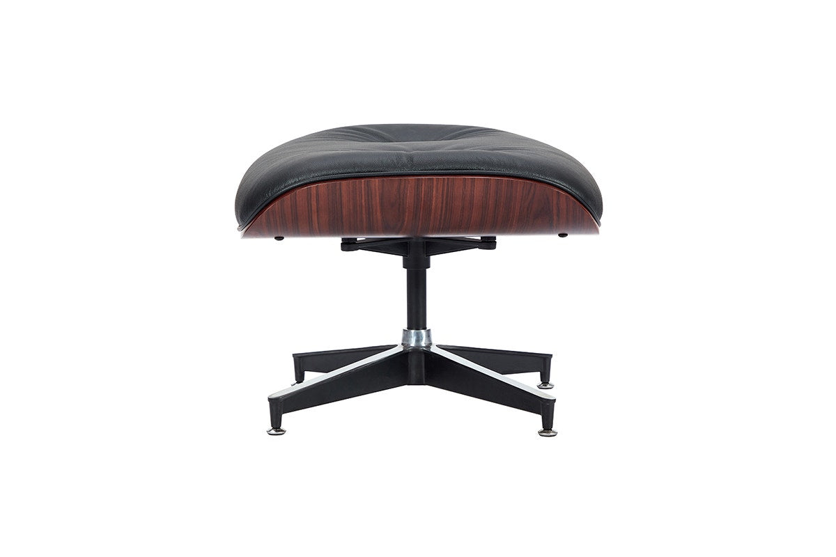 Matt Blatt Eames Premium Replica Leather Lounge Chair and Ottoman (Black Leather/Rosewood)