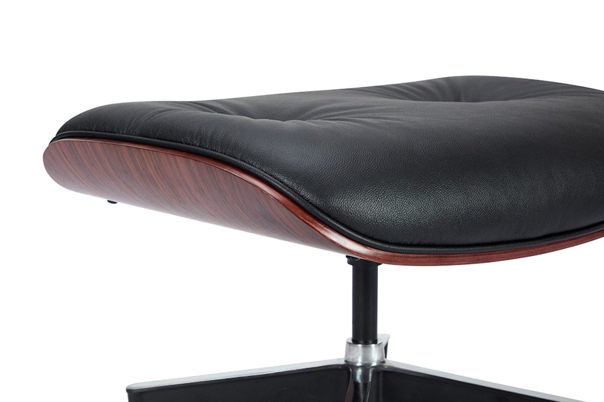 Matt Blatt Eames Premium Replica Leather Lounge Chair and Ottoman (Black Leather/Rosewood)