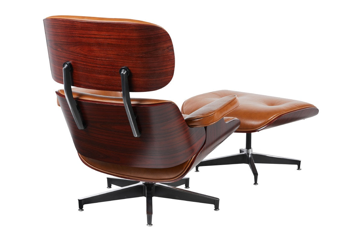 Matt Blatt Eames Premium Replica Leather Lounge Chair and Ottoman (Tan Leather/Rosewood)