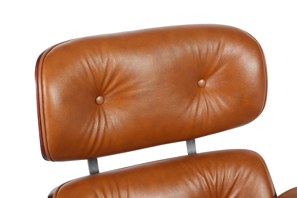 Matt Blatt Eames Premium Replica Leather Lounge Chair and Ottoman (Tan Leather/Rosewood)