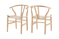 Set of 2 Matt Blatt Hans Wegner Wishbone Dining Chairs Replica (Beech Wood/Natural)