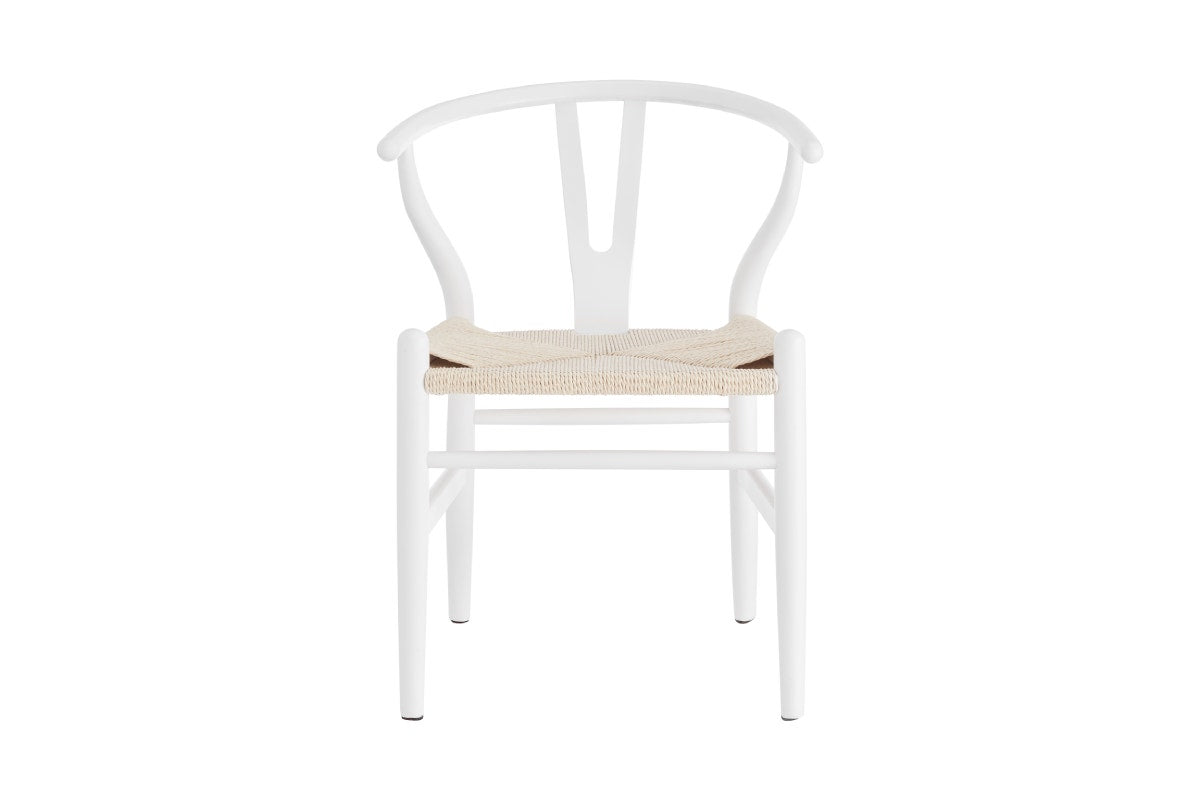 Set of 2 Matt Blatt Hans Wegner Wishbone Dining Chairs Replica (Beech Wood/White Natural)