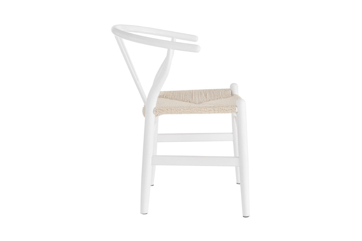 Set of 2 Matt Blatt Hans Wegner Wishbone Dining Chairs Replica (Beech Wood/White Natural)