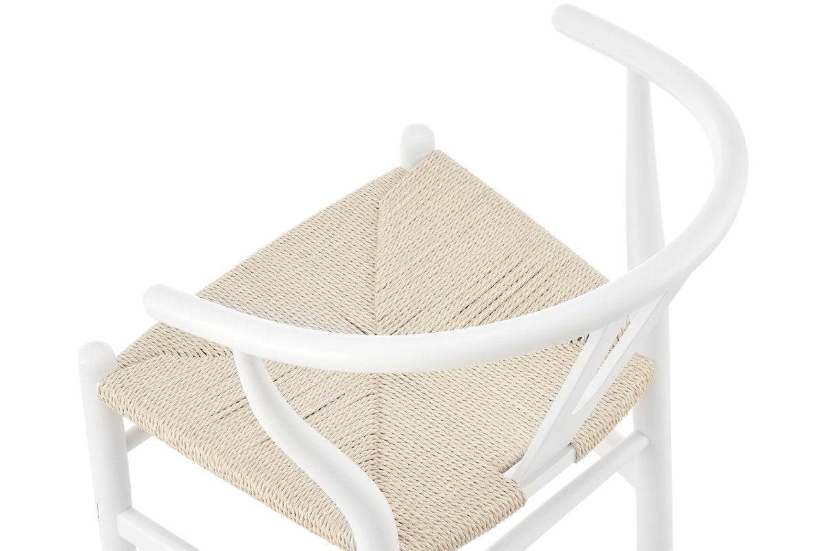 Set of 2 Matt Blatt Hans Wegner Wishbone Dining Chairs Replica (Beech Wood/White Natural)