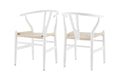Set of 2 Matt Blatt Hans Wegner Wishbone Dining Chairs Replica (Beech Wood/White Natural)
