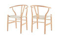 Set of 2 Matt Blatt Hans Wegner Wishbone Dining Chairs Replica (Oak Wood/Natural)
