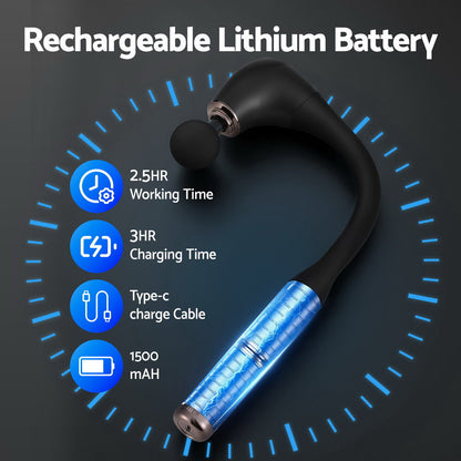 Everfit U-shaped Massage Gun with Extended Handle - 4 Heads