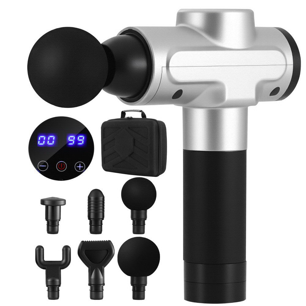 Everfit Silver 30-Speed Massage Gun with 6 Heads Brushless Motor and Carry Case