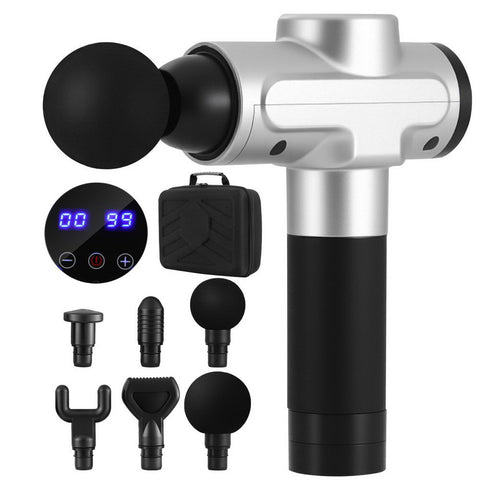 Everfit Silver 30-Speed Massage Gun with 6 Heads Brushless Motor and Carry Case