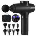 Everfit Black 30-Speed Massage Gun with 8 Heads Brushless Motor LCD Display and Case