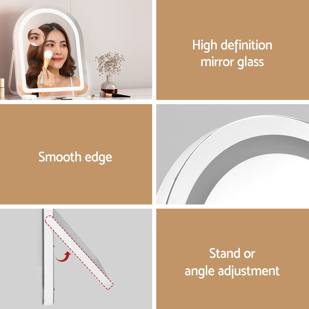 Embellir White Arch LED Vanity Makeup Mirror 35x45cm with 5X Magnifier