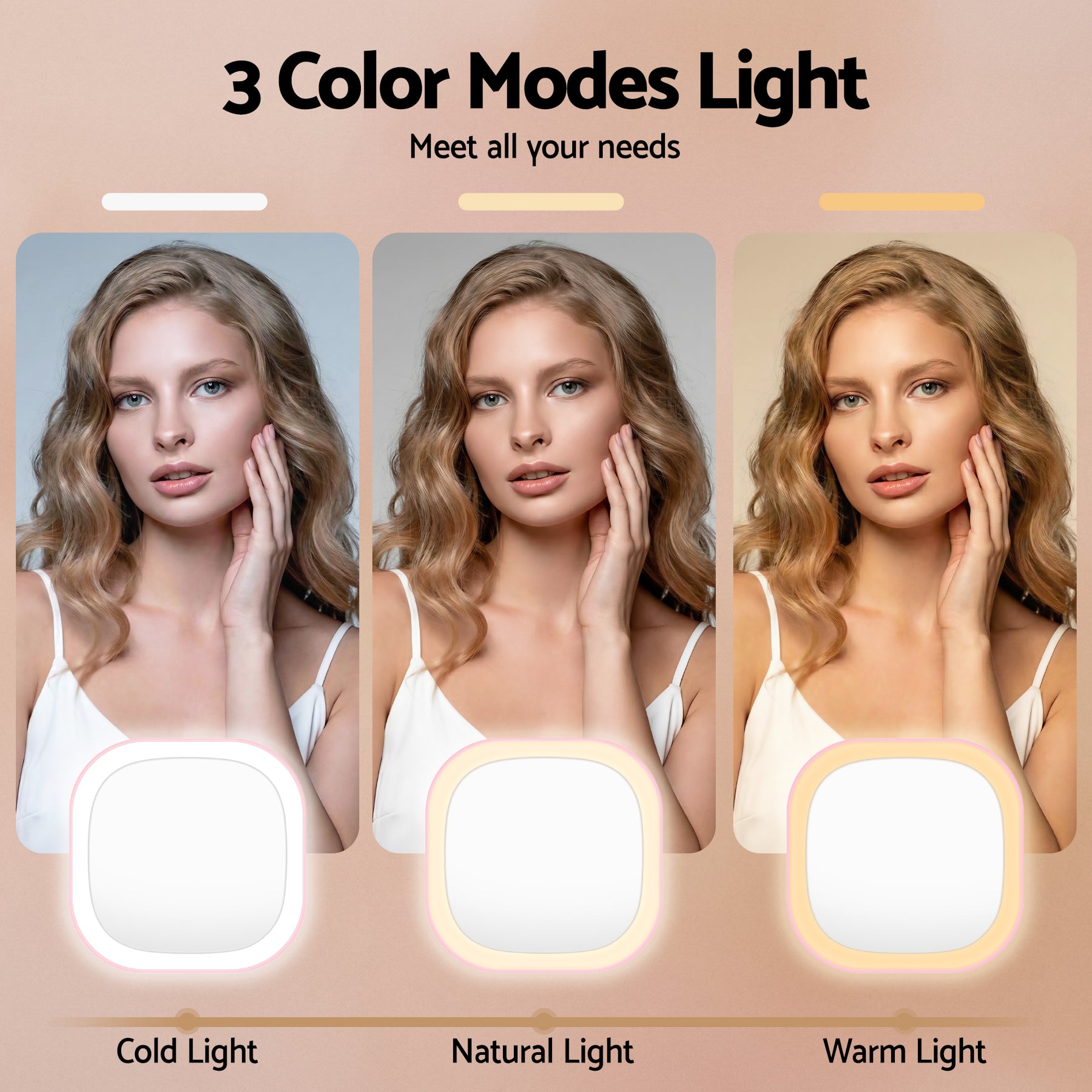 Embellir Pink LED Compact Travel Makeup Mirror 1X 10X Magnification