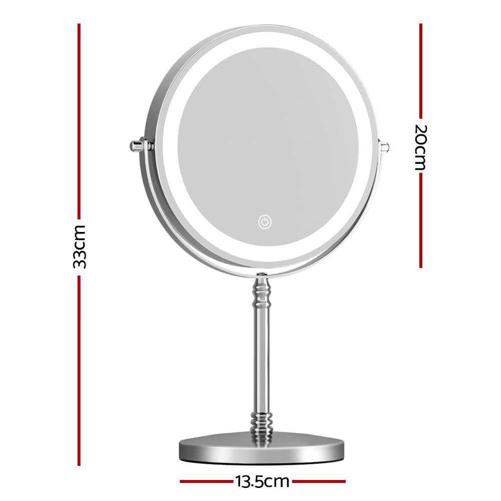 Embellir Makeup Mirror 20x20cm 10X Magnifying with LED Light Rotation Tabletop - SuperSaverAU - view 2