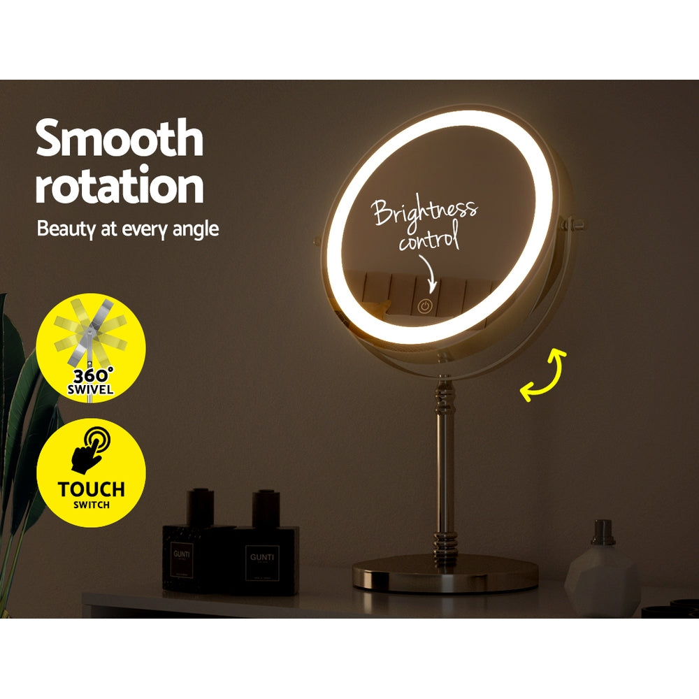 Embellir Makeup Mirror 20x20cm 10X Magnifying with LED Light Rotation Tabletop - SuperSaverAU - view 4