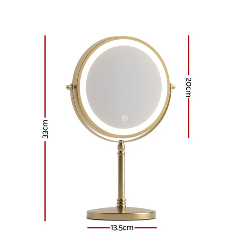 Embellir Gold Lighted Makeup Mirror 10X Magnifying Double Sided LED Rechargeable