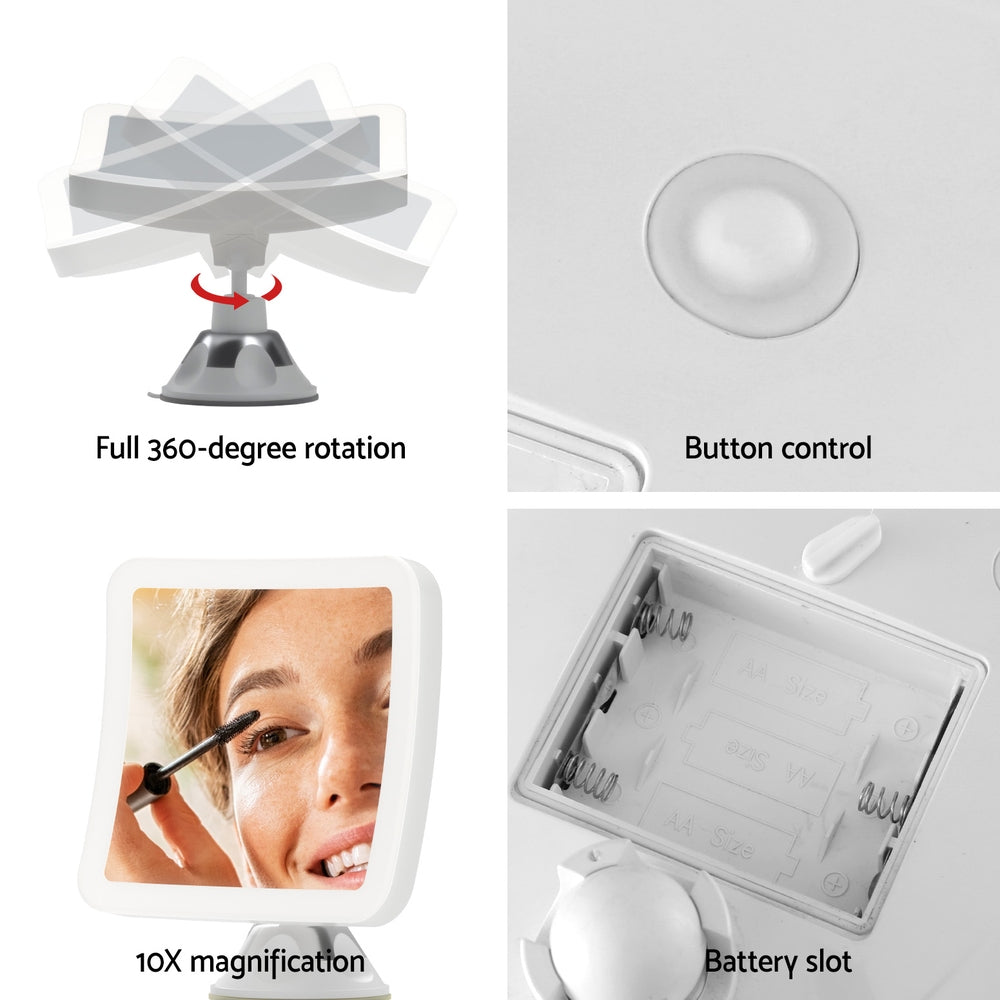 Embellir Cordless 10x Magnification LED Makeup Mirror with Suction Cup