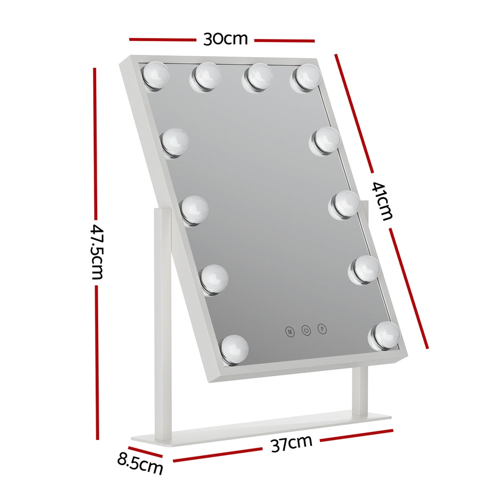 Embellir Makeup Mirror 30x41cm Hollywood Vanity with LED Light Rotation Tabletop - SuperSaverAU - view 1