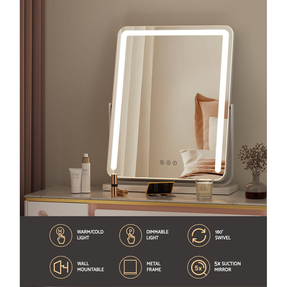 Embellir Makeup Mirror 40x50cm LED Light Strip with 180° Rotation and Touch Controls - SuperSaverAU - view 4