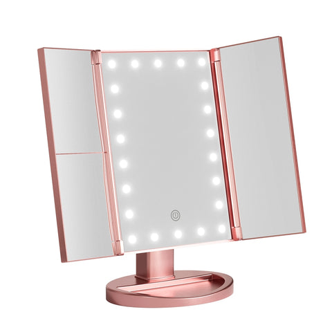 Embellir Pink LED Tri-Fold Makeup Mirror 1X 2X 3X Magnification
