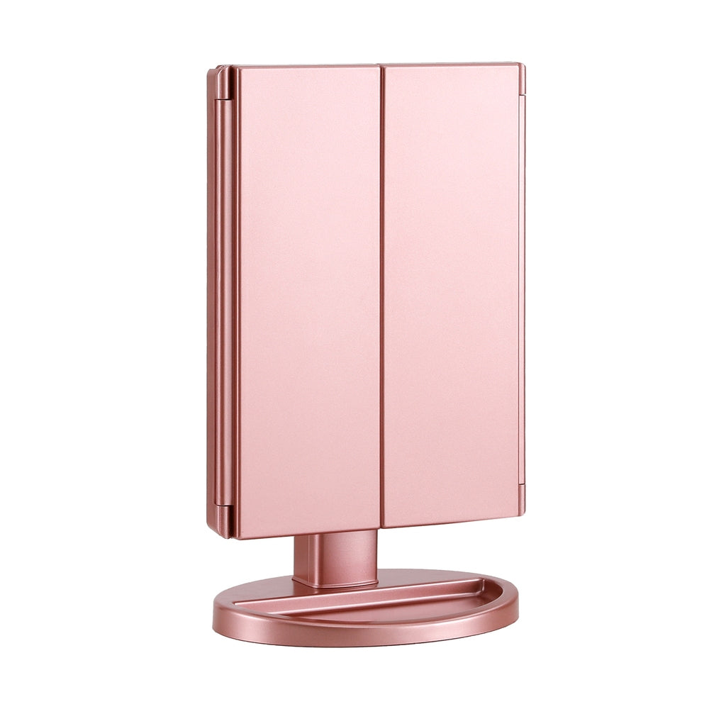 Embellir Pink LED Tri-Fold Makeup Mirror 1X 2X 3X Magnification