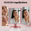 Embellir Pink LED Tri-Fold Makeup Mirror 1X 2X 3X Magnification