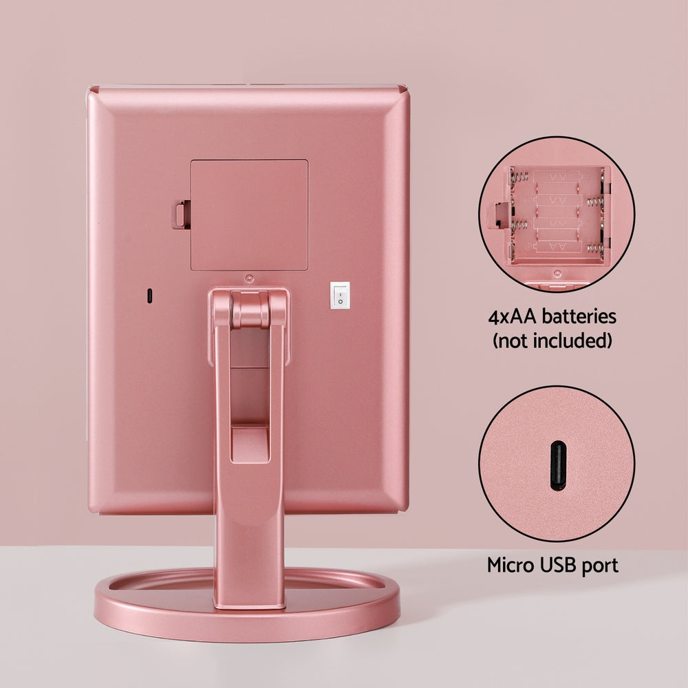 Embellir Pink LED Tri-Fold Makeup Mirror 1X 2X 3X Magnification