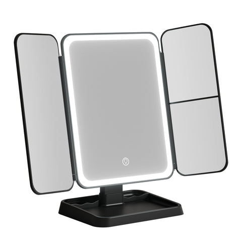 Embellir Black LED Tri-Fold Makeup Mirror 1X 2X 3X Magnification