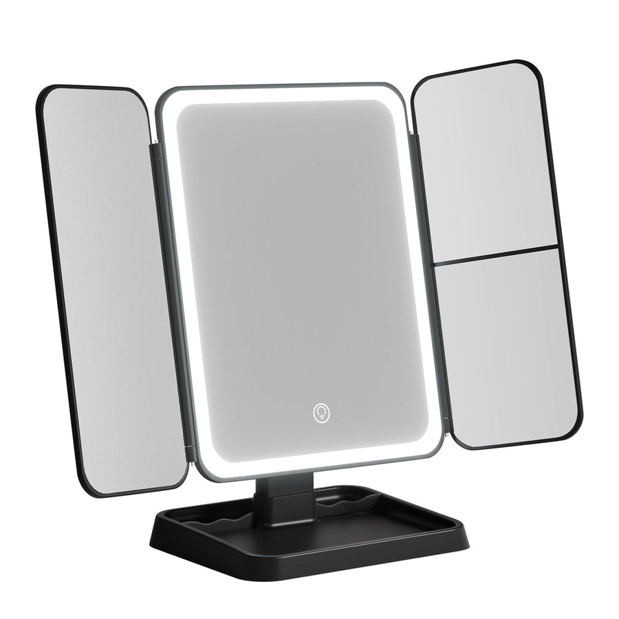 Embellir Black LED Tri-Fold Makeup Mirror 1X 2X 3X Magnification