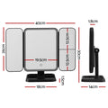 Embellir Black LED Tri-Fold Makeup Mirror 1X 2X 3X Magnification