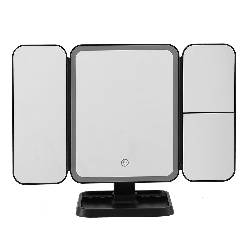 Embellir Black LED Tri-Fold Makeup Mirror 1X 2X 3X Magnification