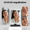 Embellir Black LED Tri-Fold Makeup Mirror 1X 2X 3X Magnification