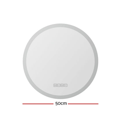 Embellir Bluetooth LED Wall Mirror With Light 50CM Bathroom Decor Round Mirrors