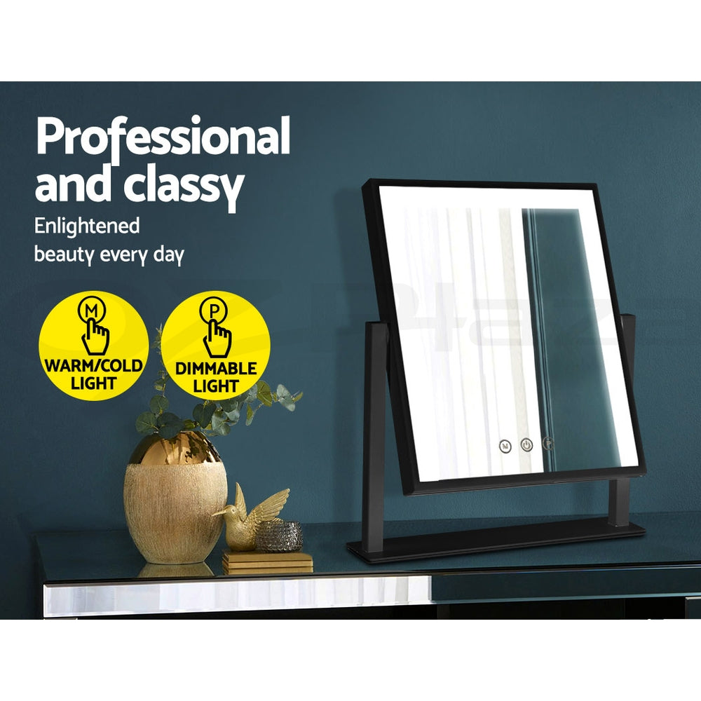 Embellir Makeup Mirror 25x30cm Hollywood Vanity with LED Light Rotation Black - SuperSaverAU - view 4