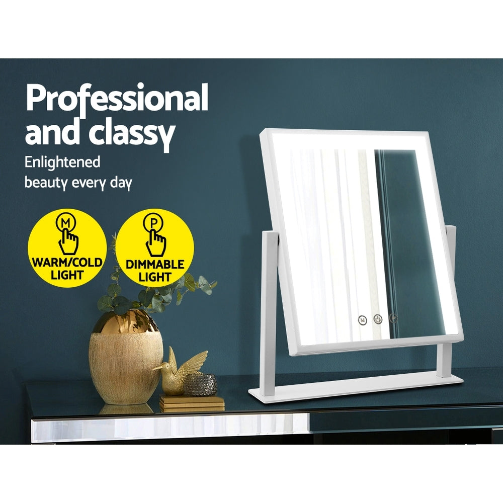 Embellir Makeup Mirror 25x30cm Hollywood Vanity with LED Light Rotation White - SuperSaverAU - view 4