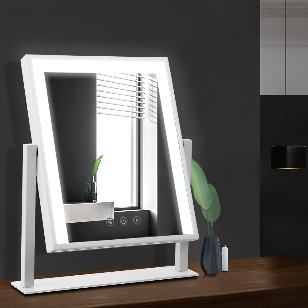 Embellir Makeup Mirror 25x30cm Hollywood Vanity with LED Light Rotation White - SuperSaverAU - view 6