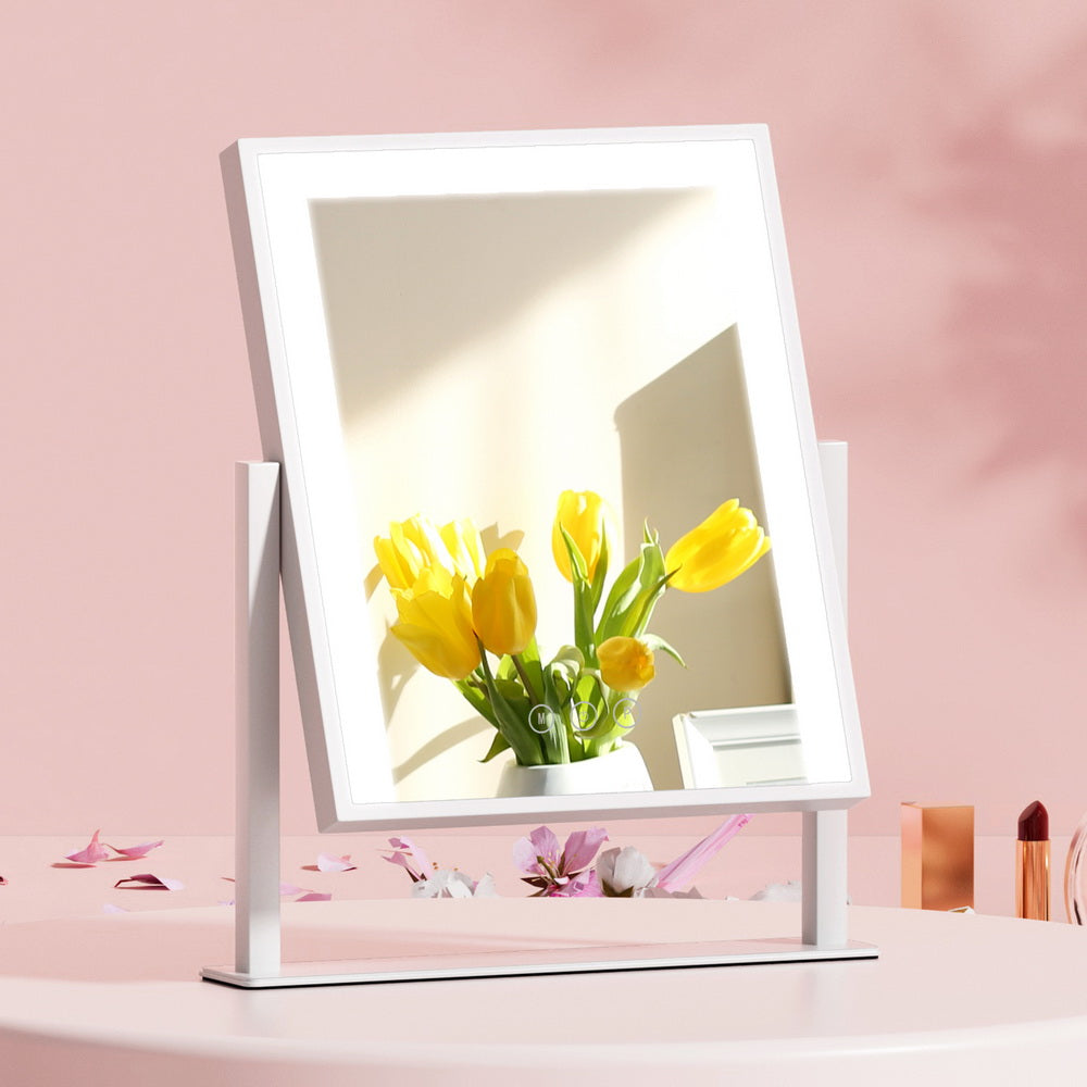 Embellir Makeup Mirror 25x30cm Hollywood Vanity with LED Light Rotation White - SuperSaverAU - view 1