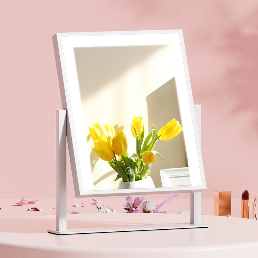 Embellir Makeup Mirror 25x30cm Hollywood Vanity with LED Light Rotation White - SuperSaverAU - view 1