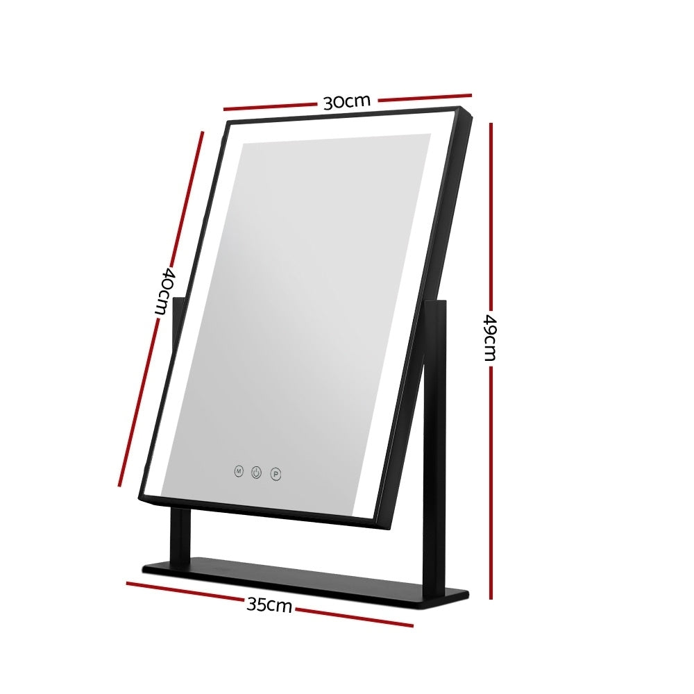 Embellir Makeup Mirror 30x40cm Hollywood Vanity with LED Light Rotation Black - SuperSaverAU - view 2