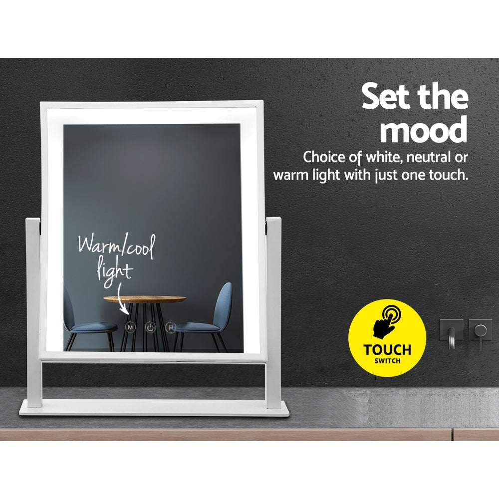 Embellir Makeup Mirror 30x40cm Hollywood Vanity with LED Light Rotation White - SuperSaverAU - view 5