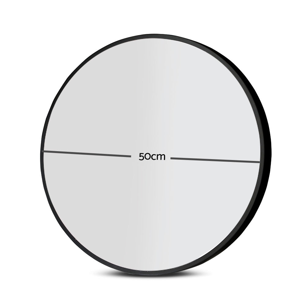 Embellir Wall Mirror Makeup 50cm Home Decor Framed Mirrors Bathroom Round Black - SuperSaverAU - view 2
